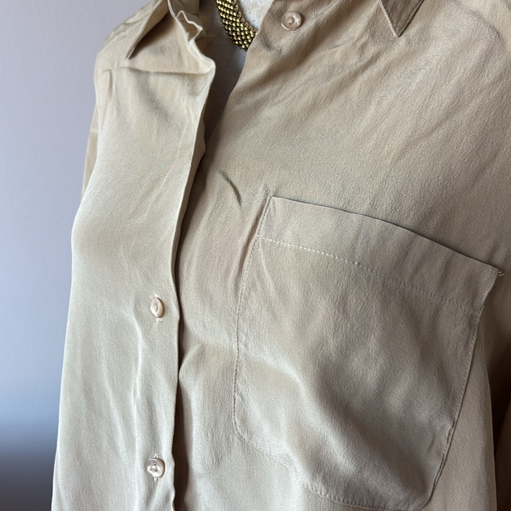 Vintage Silk button down shirt size L - Picture 6 of 8